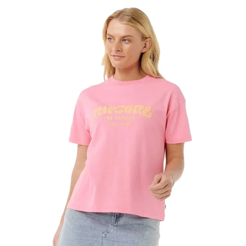T shirt rip curl surf puff relaxed tee pink-orange Certifié