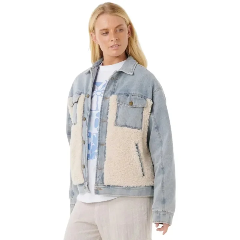 Veste rip curl cruisin. sherpa denim jacket washed blue Expédition Rapide