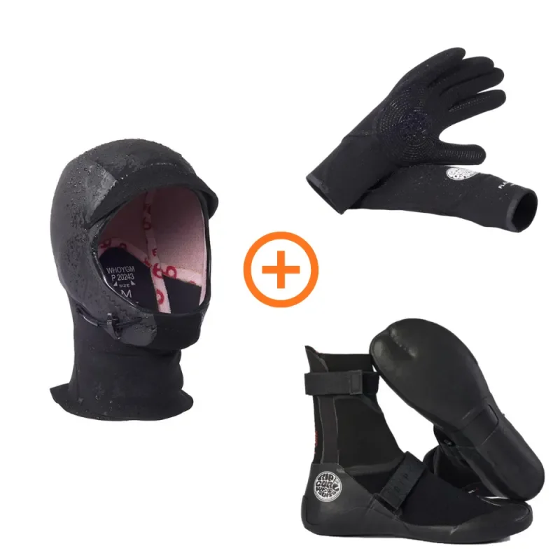 Pack Hiver Cagoule + Bottillons + Gants Néoprène Flashbomb RIP CURL Réduction