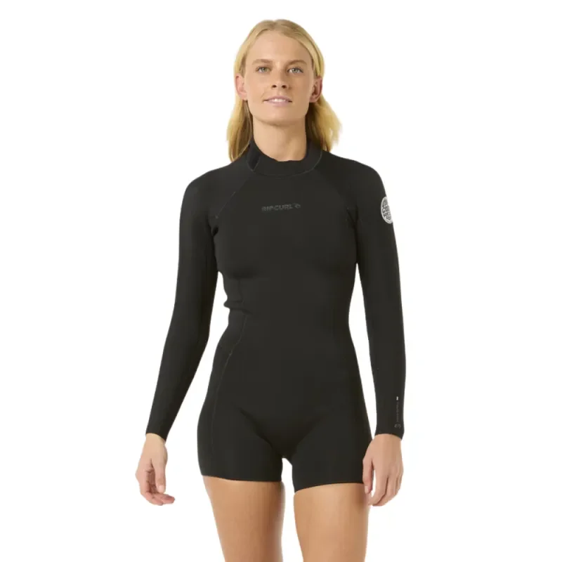 Prix Réduit Shorty Néoprène Femme RIP CURL DAWN PATROL LS 2/2mm Back Zip Noir