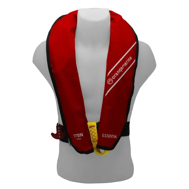 Offre Du Jour GILET DE SAUVETAGE GONFLABLE AUTOMATIQUE ORANGE MARINE 170N ESSSENTIAL ROUGE
