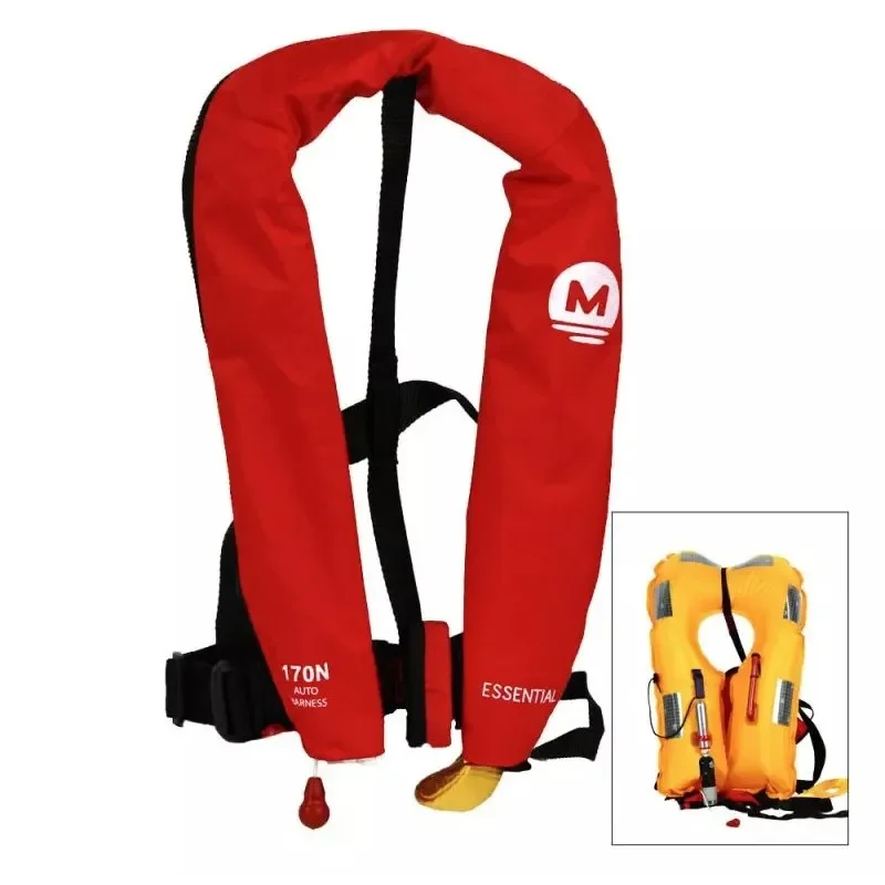 Gilet gonflable ESSENTIAL ZIP automatique avec harnais 170 N - Rouge Haute Qualité