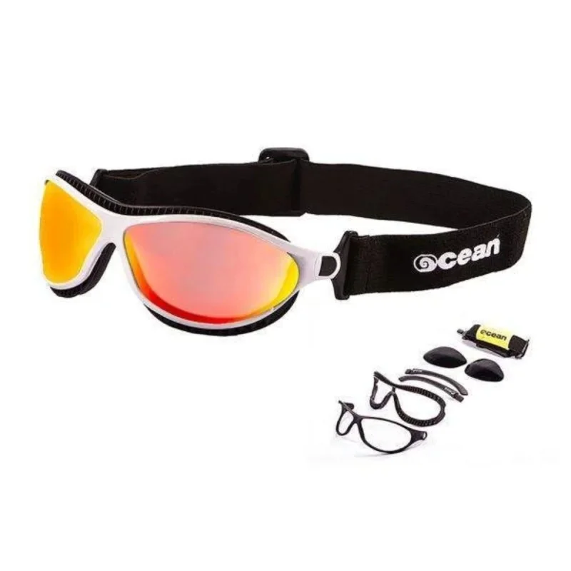 Satisfait Ou Remboursé Lunettes Sports Ocean Sunglasses Tierra de Fuego - Blanc Verres Rouge