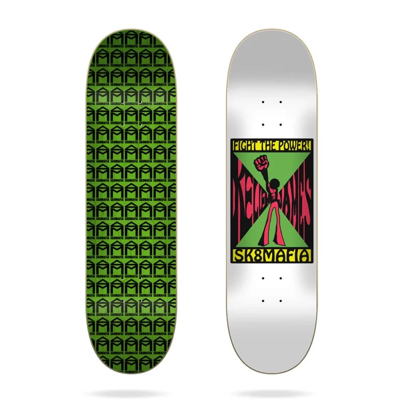 Pas Cher PLANCHE DE SKATE SK8MAFIA KELLEN JAMES FIGHT THE POWER 8.25"