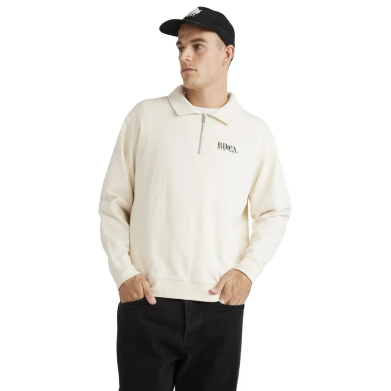 PULL RVCA BENJ HALF ZIP COLLARED Satisfait Ou Remboursé