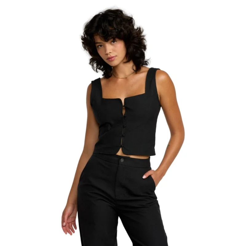 TOP RVCA BONNIE BUTTON THRU Affaire À Saisir