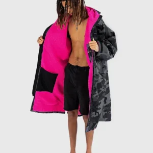 Advance - Poncho Impermeable Zippé Adulte ML Noir Camo / Rose Commander Vite