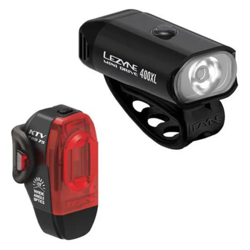 Lezyne Ensemble de lumières Mini Drive 400XL / KTV Drive Pro+ Pas Cher