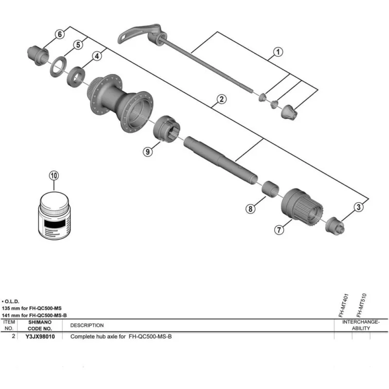 Vente Directe Shimano Essieu de moyeu FH-QC500-MS-B