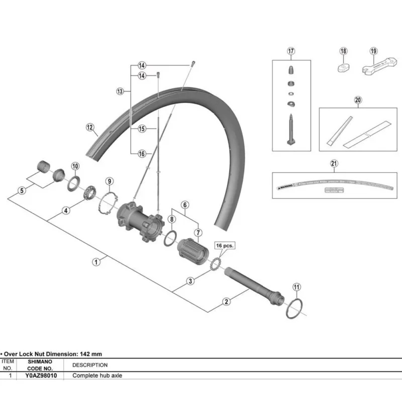 Marque Shimano Essieu de moyeu WH-R9170-C60-TU-R12
