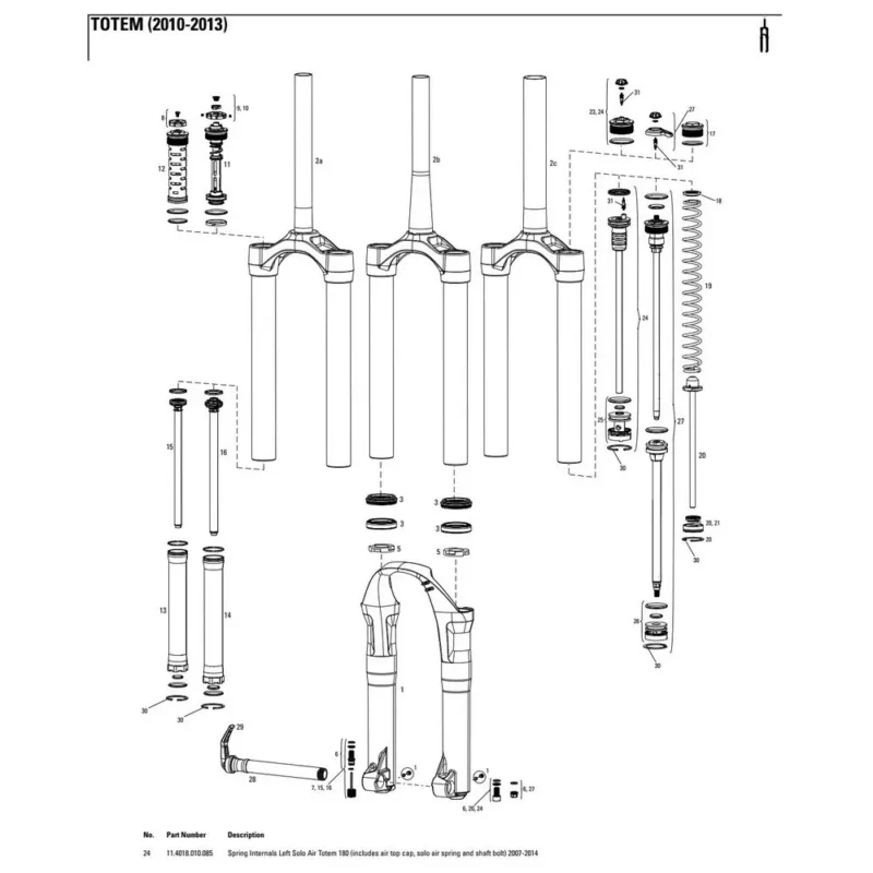 Acheter Direct RockShox Fonctionnement interne de Spring Totem 180 mm Solo Air Left