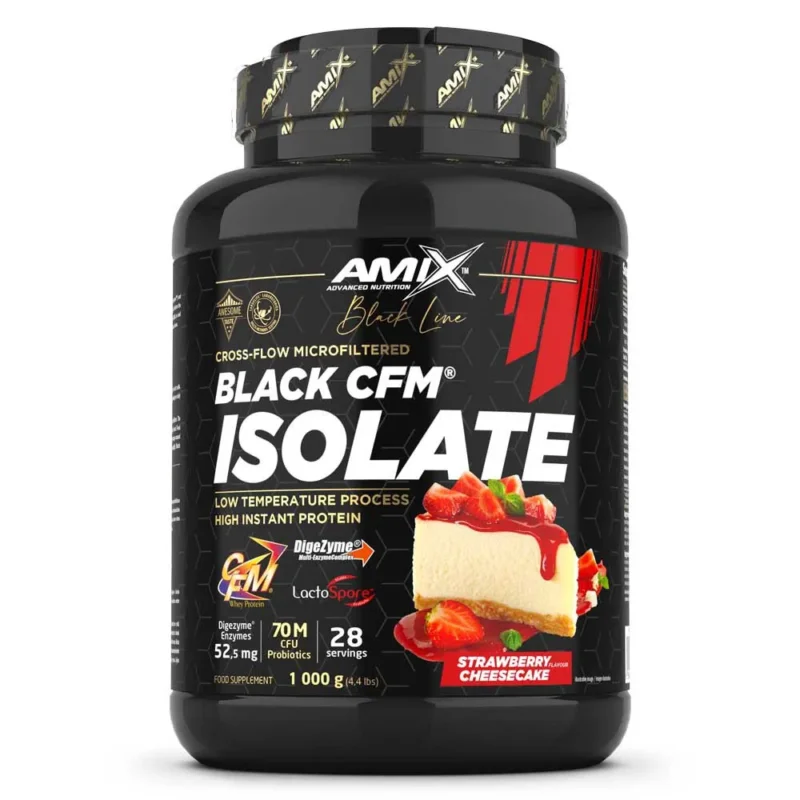 Haute Qualité Amix Isolat de protéine de lactosérum Black CFM Gâteau au fromage aux fraises 1kg