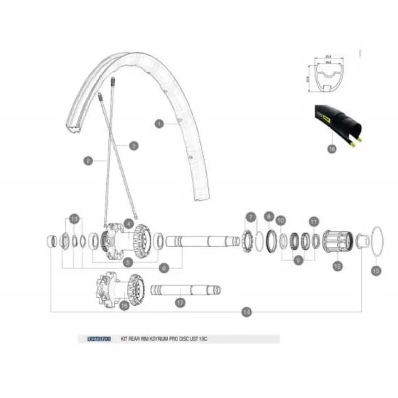 Remise Mavic Jante arrière Ksyrium Pro UST Disc 19C