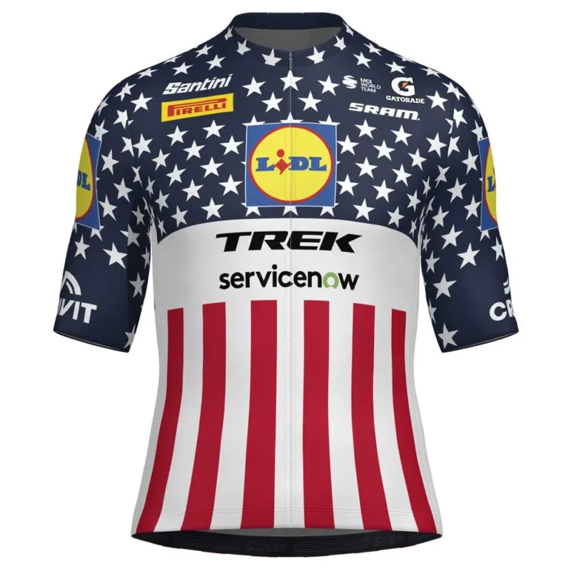 Dernier Modèle Santini Maillot à manches courtes LIDL Trek USA National Champion