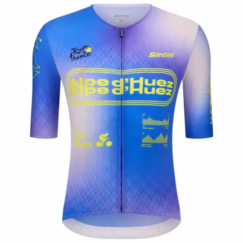Santini Maillot à manches courtes TDF Alpe D´Huez Haute Qualité