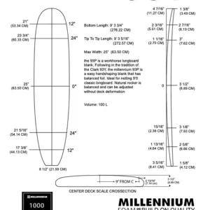Pain de mousse MILLENNIUM - 9‘3 - BLUE 3/8 BASS LSP ROCKER Jusqu'à Épuisement Des Stocks