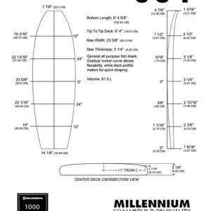 Authentique Pain de mousse MILLENNIUM 6‘5 F BLUE 1/8 BASS NATURAL ROCKER