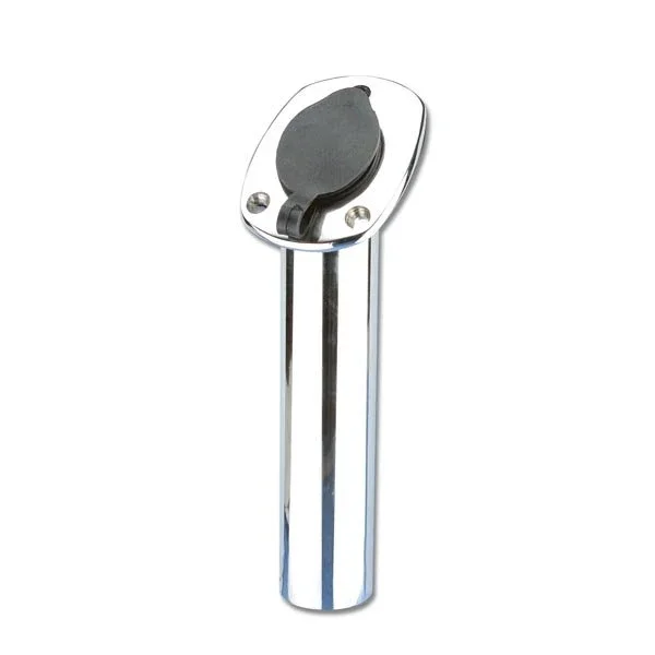 Trem Polished Stainless Steel Recessed Rod Holder with Black Cap Super Prix