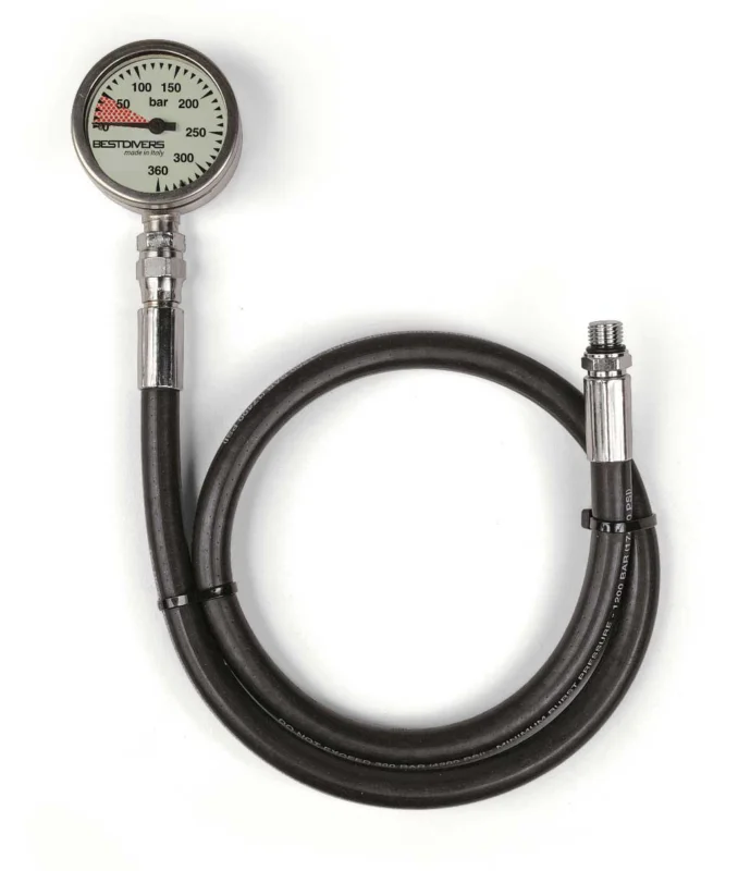 Achetez Aujourd'hui Best Divers Pressure Gauge d.52 Mineral Lens and Rubber Hose