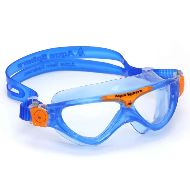 Aqua Sphere Vista Junior Swim Goggles Blue Orange - Clear Lens Super Prix