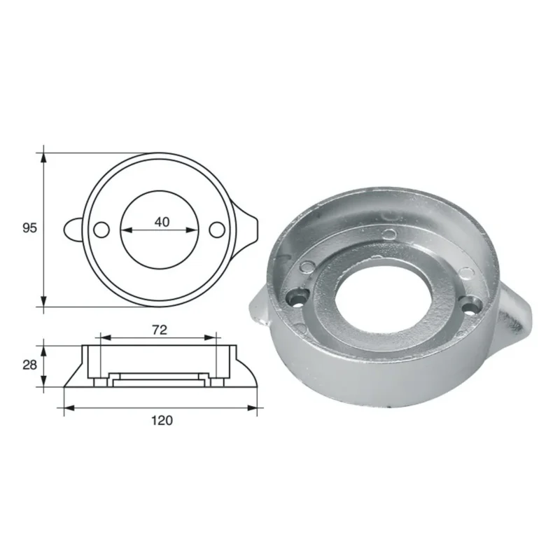 Zinc Anode for Volvo-Penta Engines 876286 Nouvel Arrivage