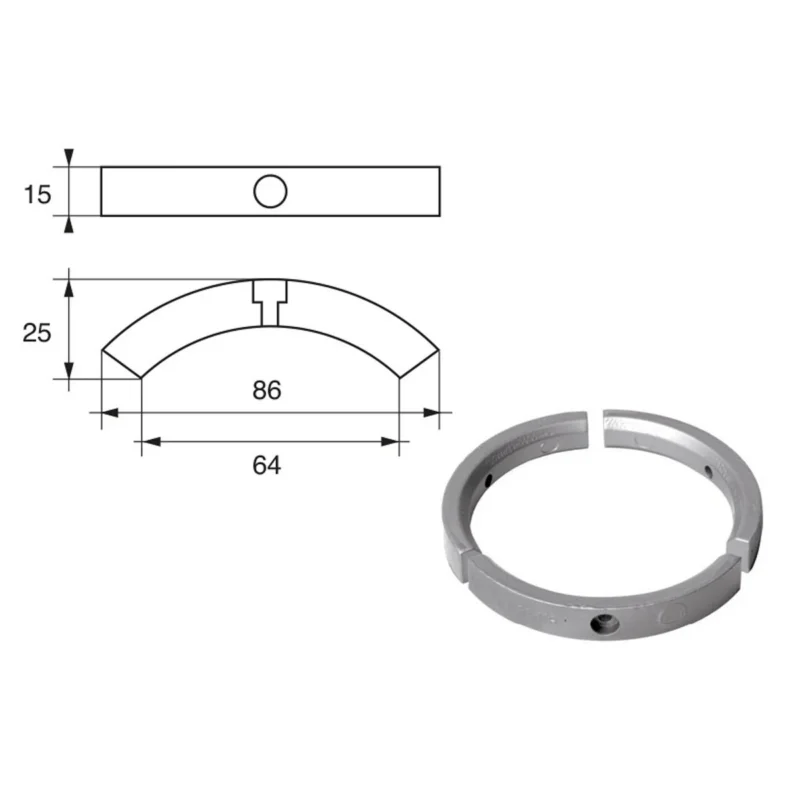 Anodes for Volvo-Penta engines 3858399 Zinc Populaire