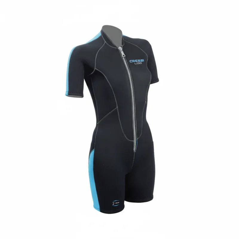 Top Vente Cressi Lido Lady Shorty Neoprene Wetsuit - Black Aqua