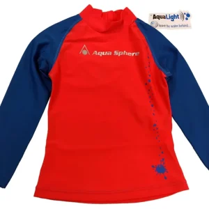 Aqua Sphere Rashguard T-Shirt Long Sleeve Kid - Red Blue Quantité Limitée