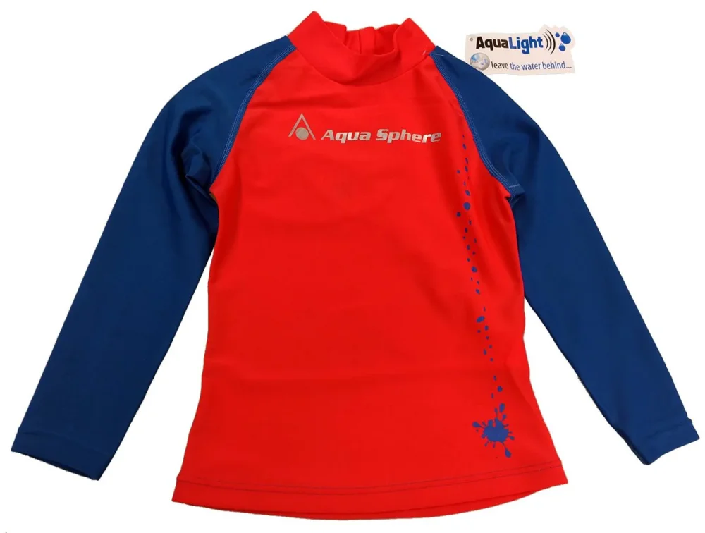 Aqua Sphere Rashguard T-Shirt Long Sleeve Kid - Red Blue Quantité Limitée