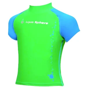 Aqua Sphere Rashguard T-Shirt Boys SL Green Blue 14Y Remise
