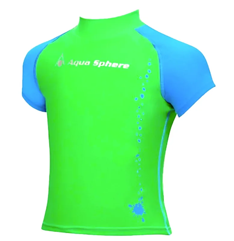 Aqua Sphere Rashguard T-Shirt Boys SL Green Blue 14Y Remise