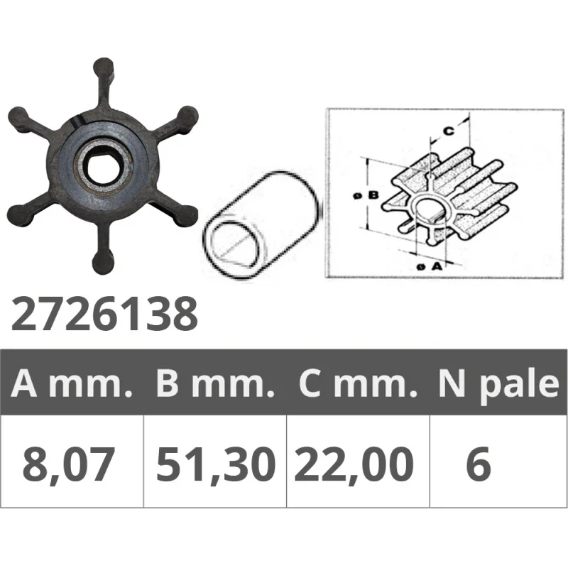 Meilleur Choix Impeller for Jabsco / JMP / Johnson Pump / Oberdorfer