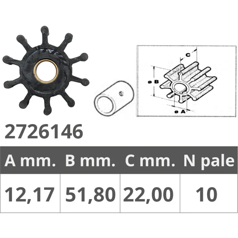 Impeller for JMP / Nanni / Vetus Prix Réduit