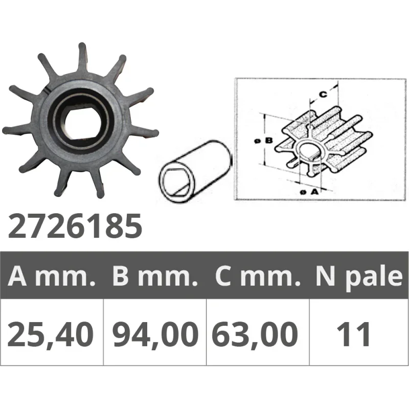 Authentique Impeller for Johnson Pump / Kohler / Onan / DJ Pump / JMP / Sherwood / Sierra