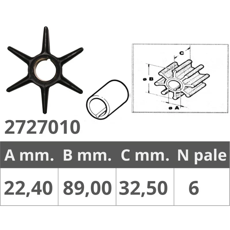Impeller for Honda / Johnson / Evinrude / OMC / Mariner / Mercruiser / Mercury Produit De Marque