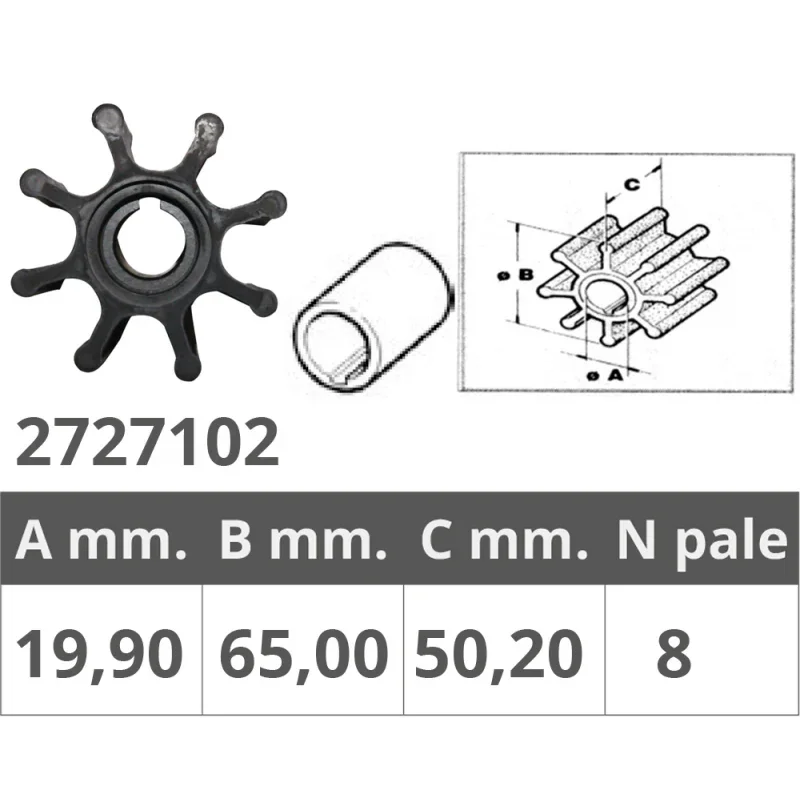 Impeller for Jabsco / Oberdorder / Volvo Penta Super Prix
