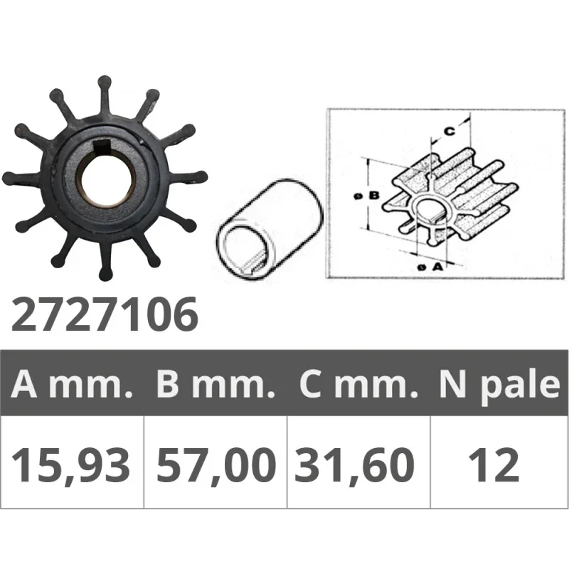 Impeller for Jabsco / Johnson Pump / Oberdorfer / Yanmar Certifié