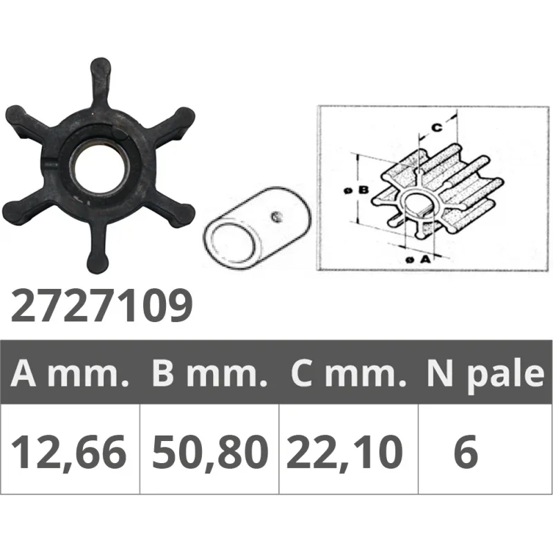 Impeller for Jabsco / JMP / Johnson Pump / Vetus / Volvo Penta Dernier Modèle