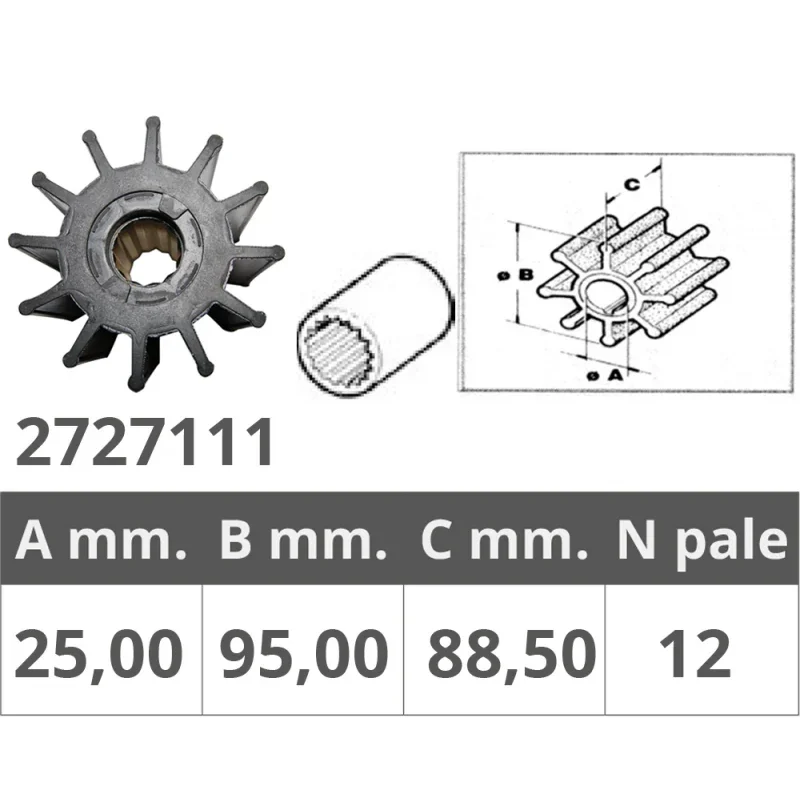Commander Maintenant Impeller for Caterpillar / Detroit / Jabsco / JMP / Johnson Pump / Perkins / Vetus / Volvo Penta / Yanmar