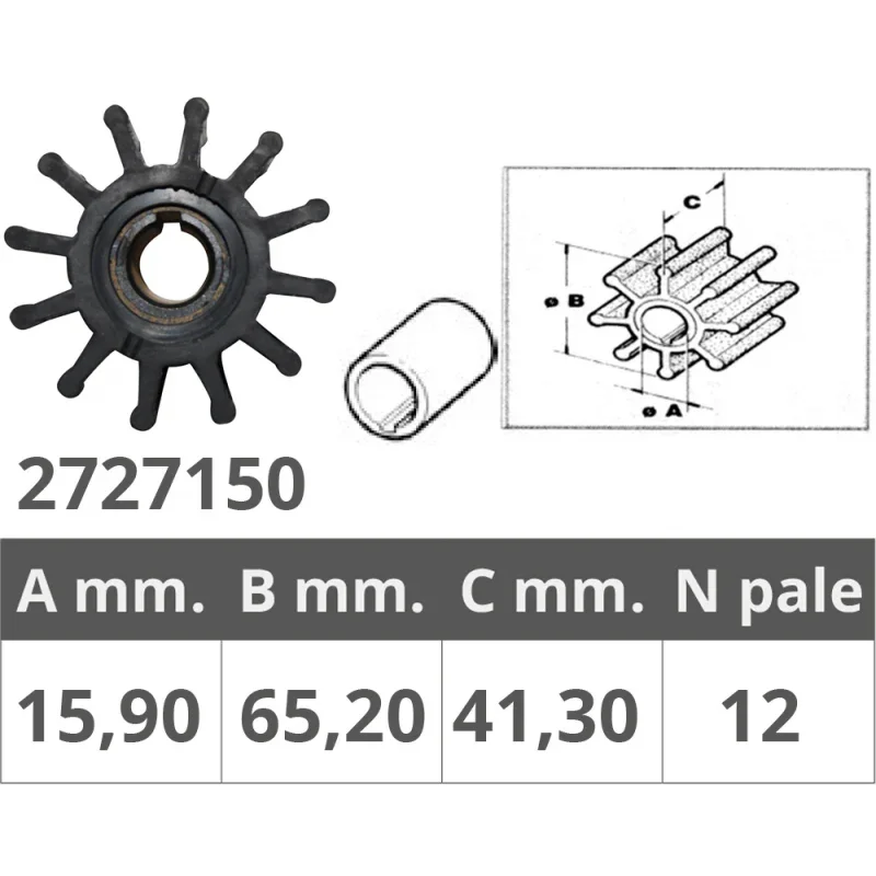 Impeller for Jabsco / JMP / Oberdorfer / Onan / Perkins / Sherwood / Volvo Penta / Westerbeke Seulement Aujourd'hui