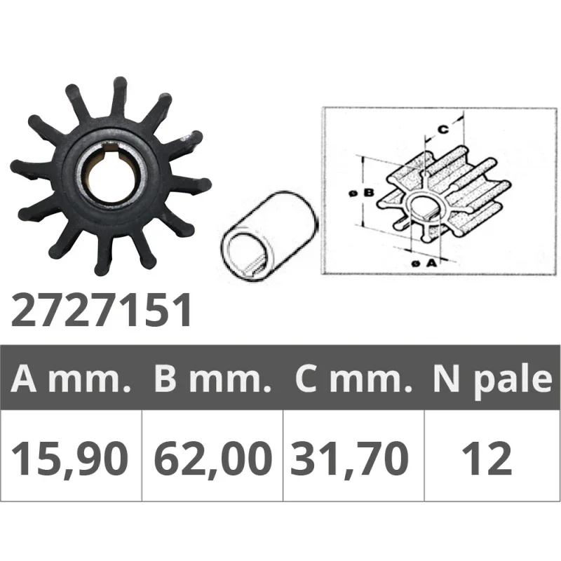 Offre Du Jour Impeller for Jabsco / Onan / Perkins / Sherwood / Volvo Penta / Westerbeke / Yamaha