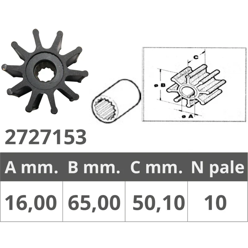 Bon Marché Impeller for Caterpillar / Cummins / Jabsco / JMP / Nanni / Perkins / Sherwood / Volvo Penta / Yanmar